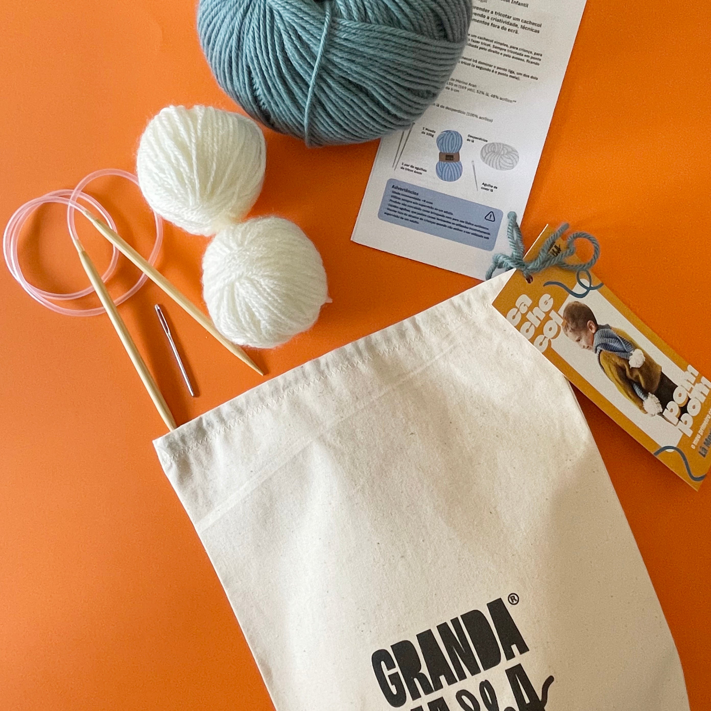 Kit tricô cachecol Pompom