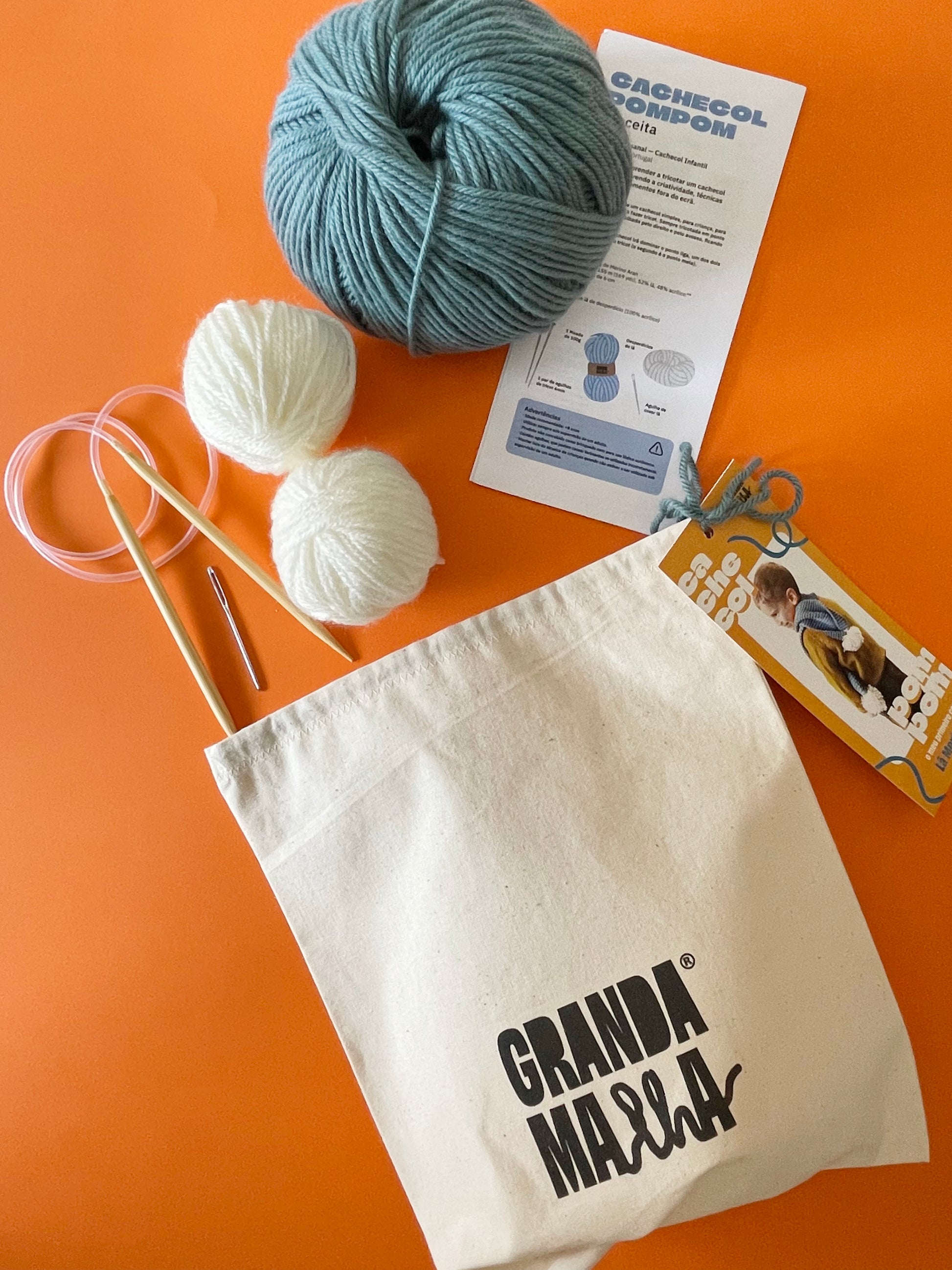Kit tricô cachecol Pompom