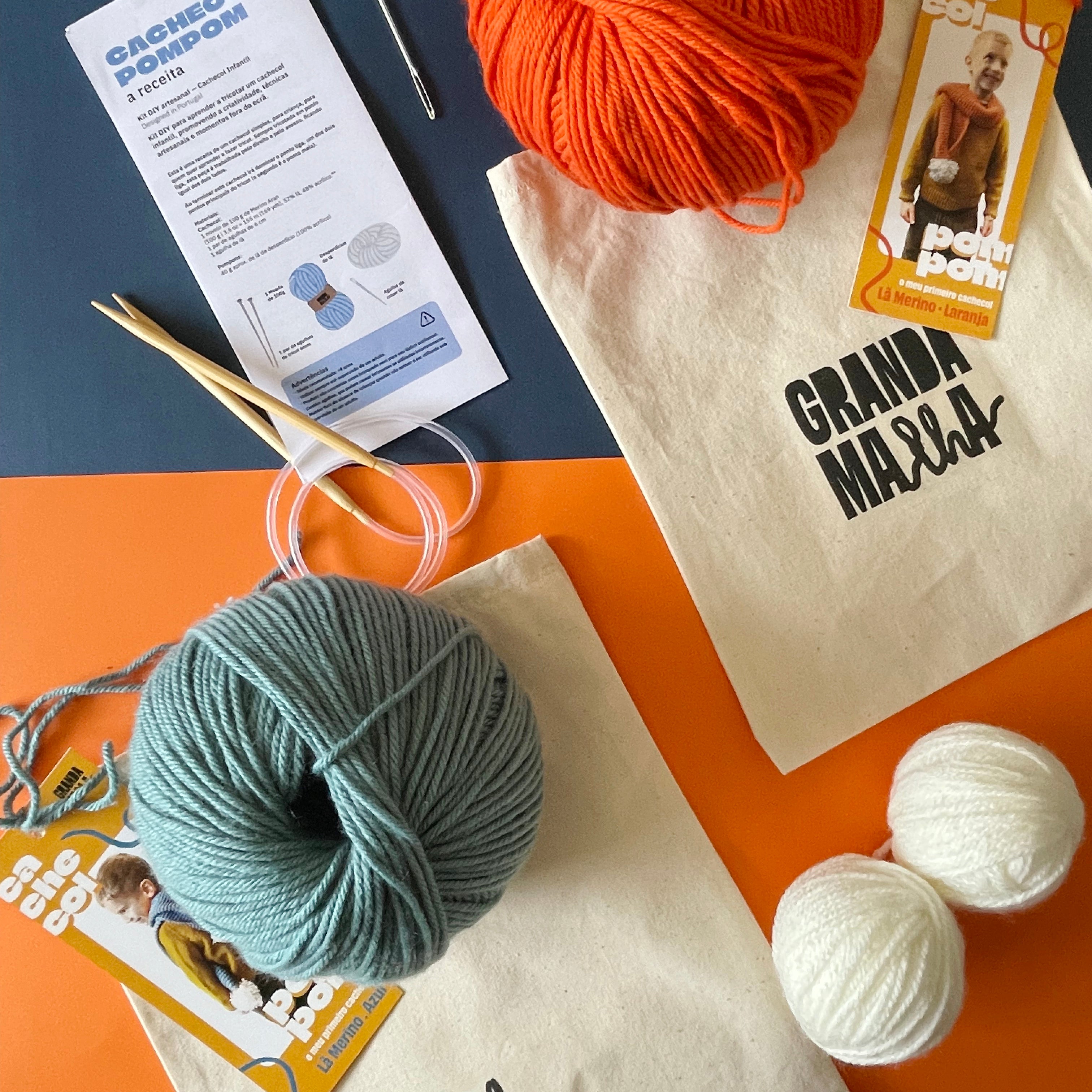 Kit tricô cachecol Pompom