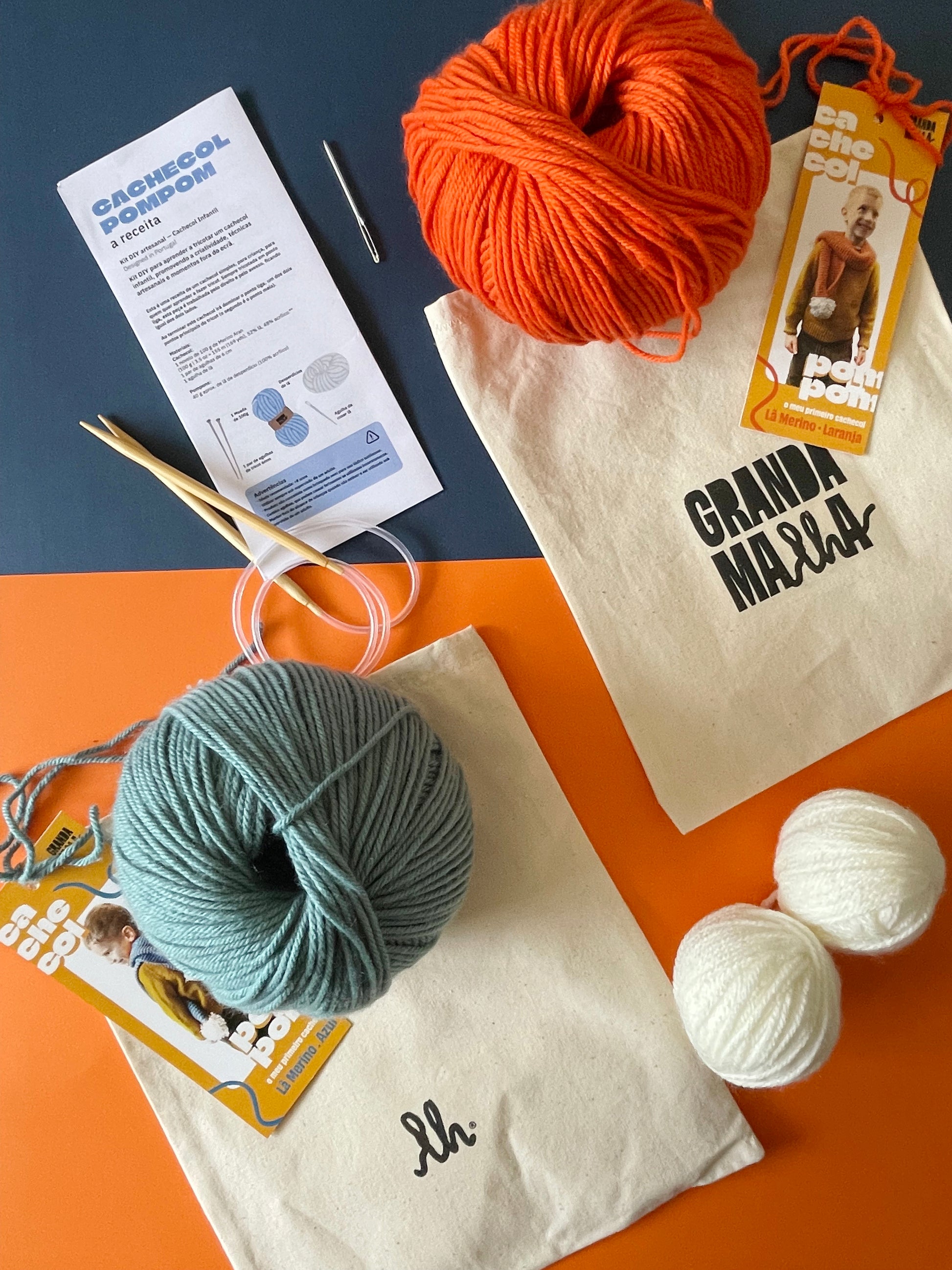 Kit tricô cachecol Pompom