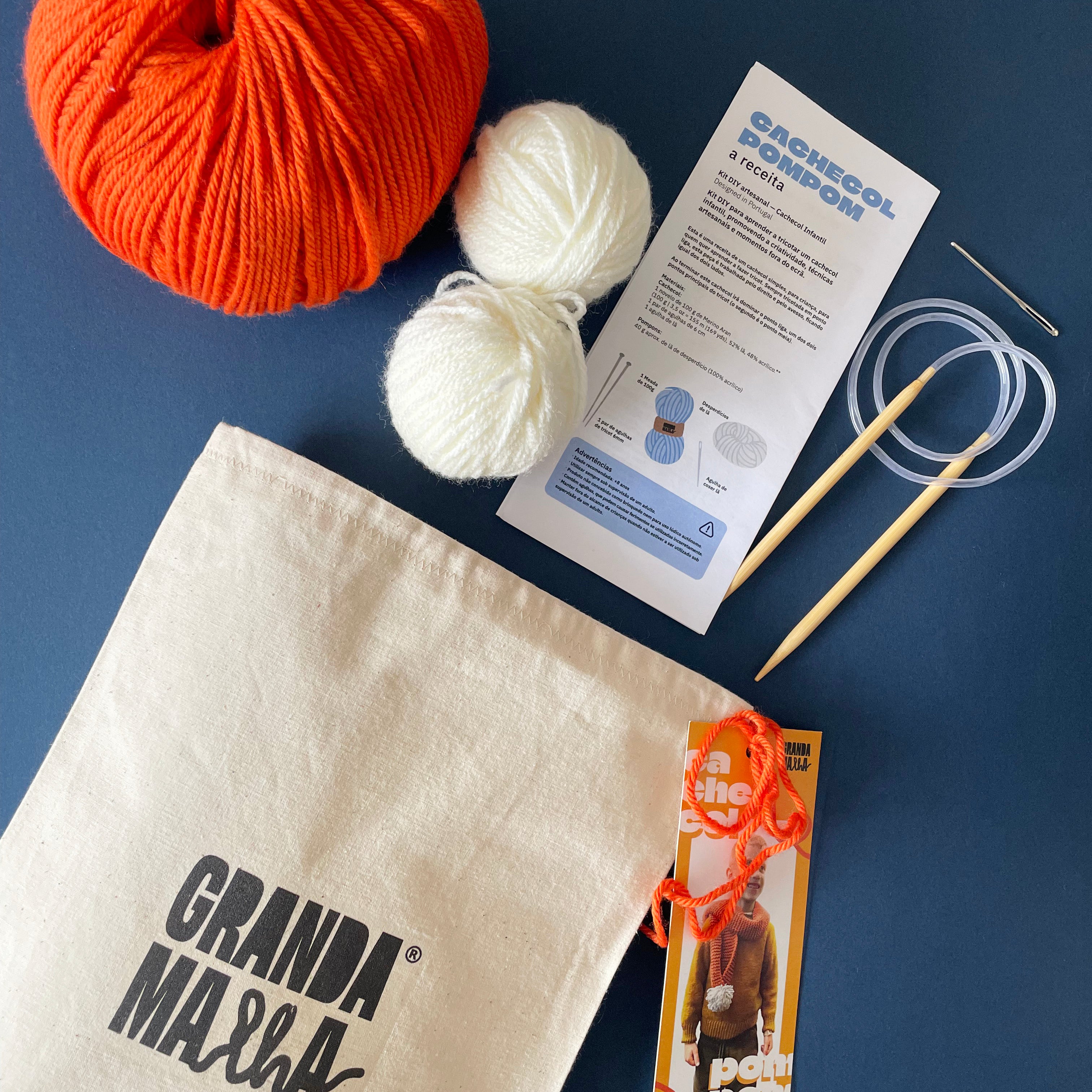 Kit tricô cachecol Pompom