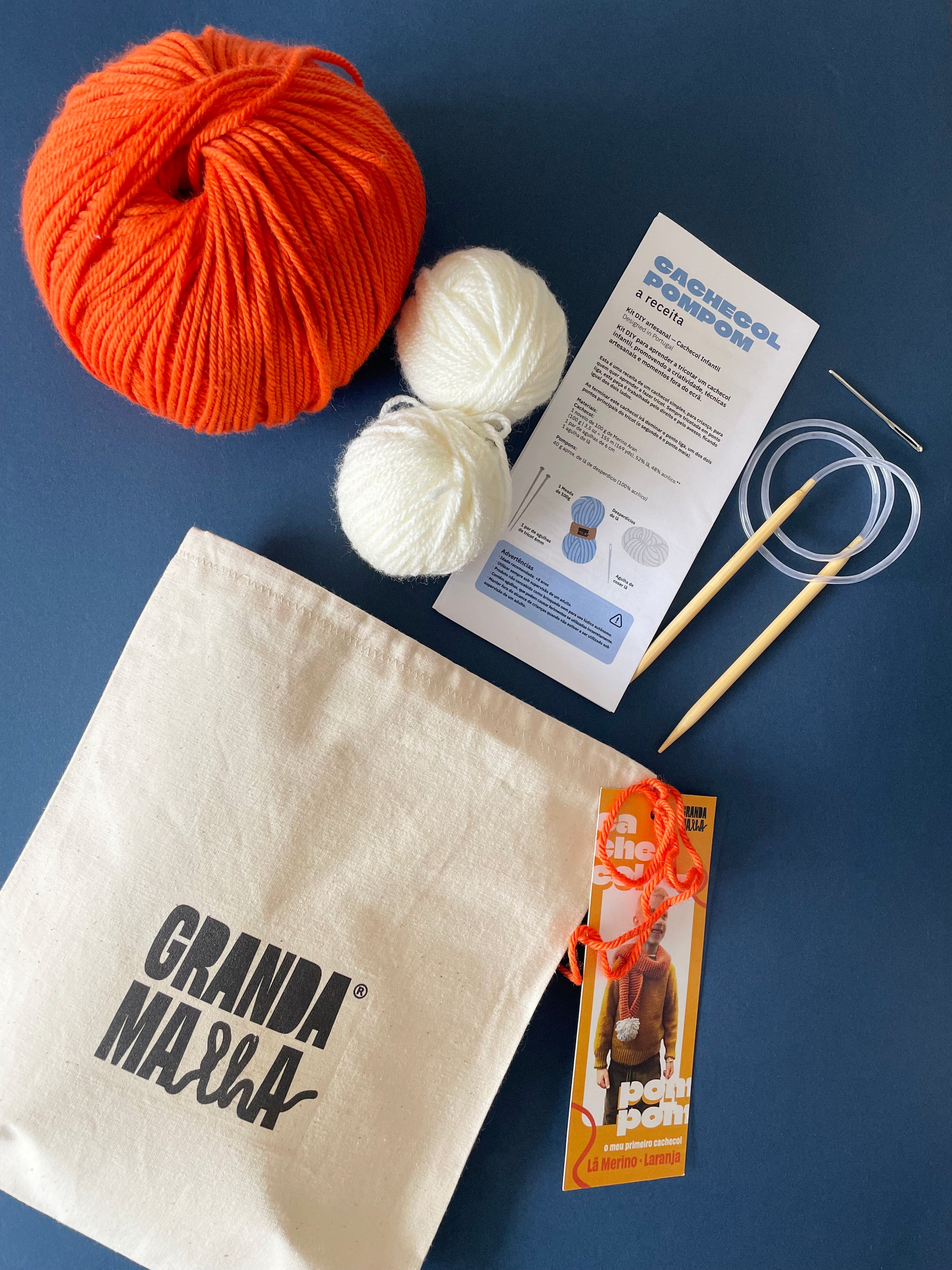 Kit tricô cachecol Pompom